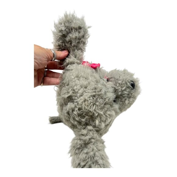 Walmart Shaggy Gray Puppy Dog Plush Pink Bow Heart - Picture 7 of 12